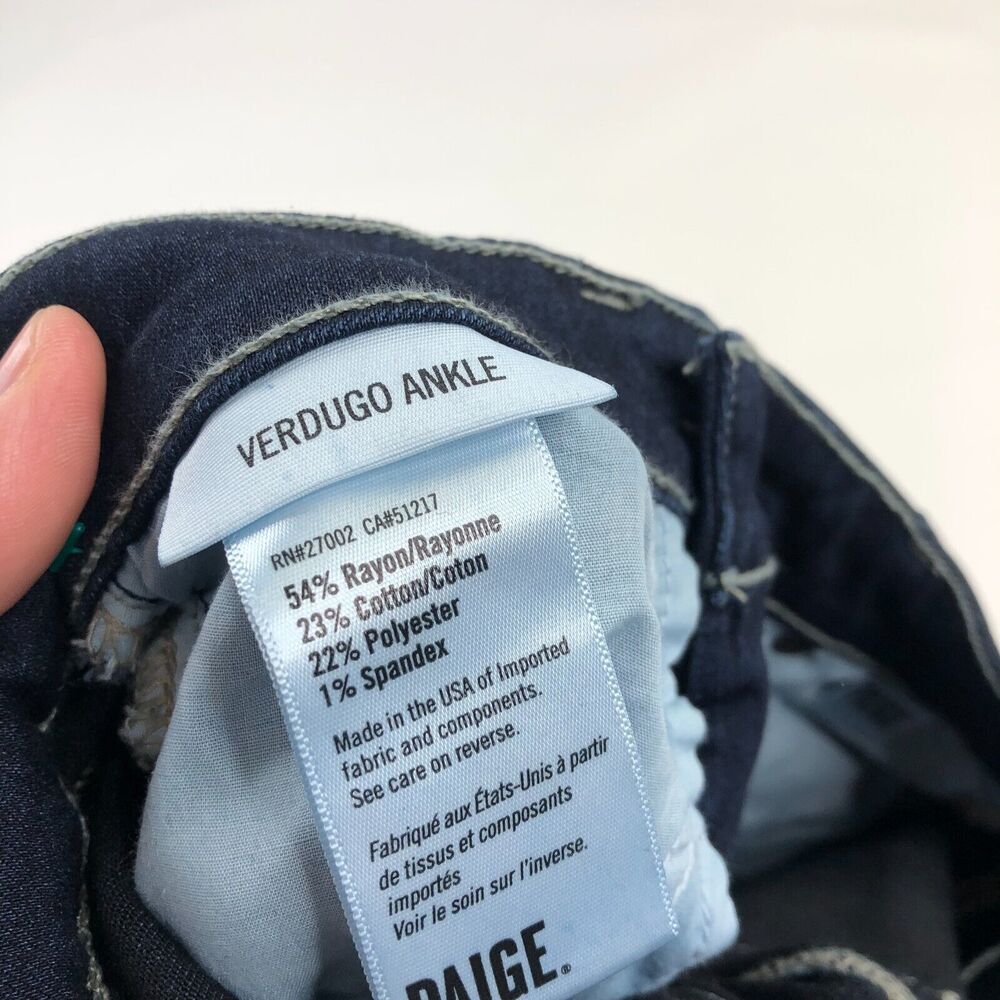 Paige 24 Tag (Actual 25W 28L) Verdugo Ankle Denim Stretch Mid Rise Jeans - Picture 7 of 7